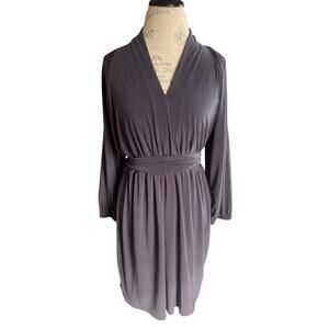 Marc Bouwer mini dress - ruched waist with tie belt, long sleeve, vneck size S